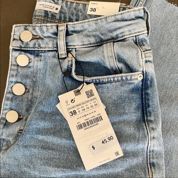Zara NWOT women’s size 6 high rise denim, slim fit, cropped length, comfort - Picture 2 of 9